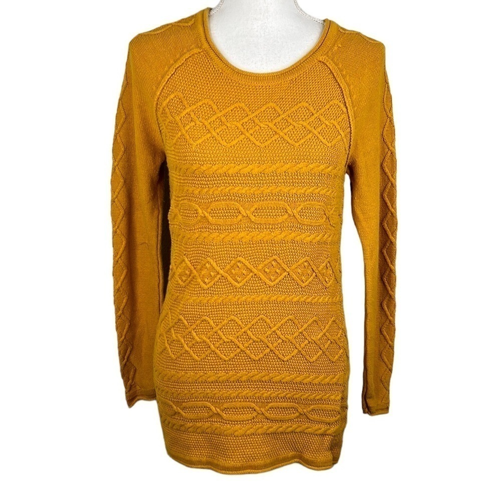 Tribal Mustard Yellow Knit Long Sleeve Sweater Size‎ XS